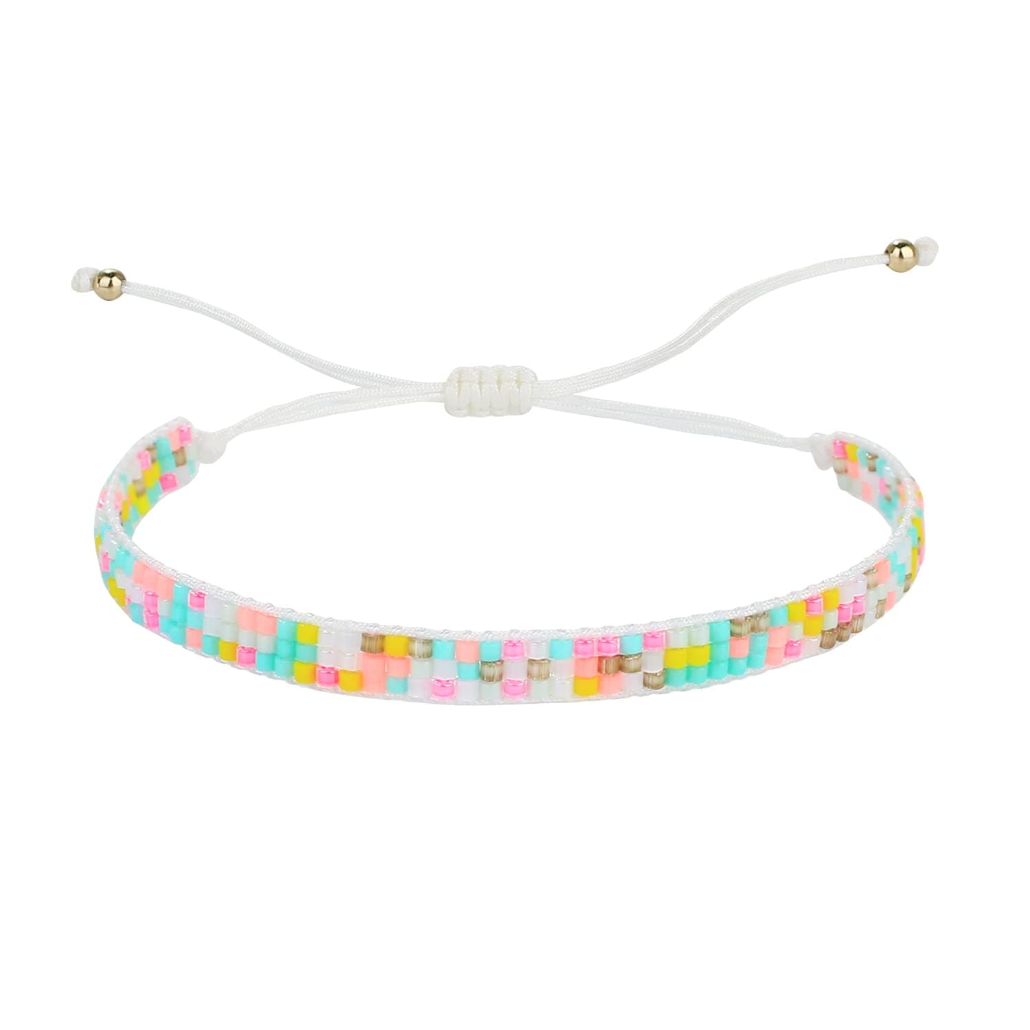 KELITCH Damen Armbänder Perlen Miyuki breite Armbänder Sternmuster Dekoration Größe verstellbar mit unelastischem Seil Armband für Damen Self Statement Freundschaftsgeschenke