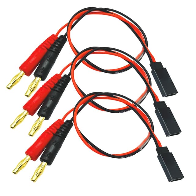3 Packungen Futaba-Stil Empfängerstecker auf 4 mm Bananenstecker, Akku-Ladekabel, Adapter, 20 AWG, 30 cm, Silikonkabel