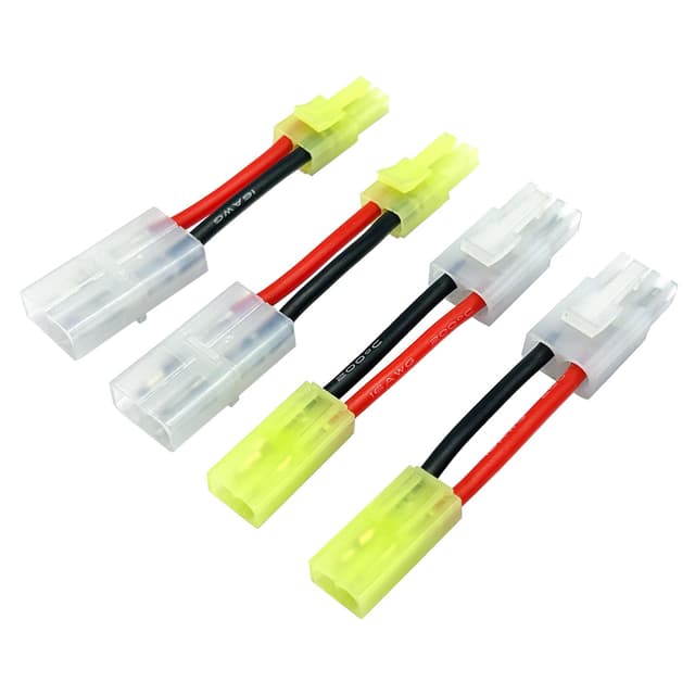 2 Paar RC-Adapter, kompatibel mit großem Tamiya-Stecker auf Mini-Tamiya-Stecker-Adapter, 16 AWG, 5 cm weiblich, männlich, Kabel für Airsoft