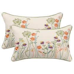 Tosleo 2 Stück Kissenbezug Stickerei 30 x 50 cm Frühling Sommer Rosa Blüten Dekorative Wurfkissenbezüge für Gartenlounge Sofa Dekokissen Wohnzimmer Schlafzimmer Rosa 51 x 30 cm, 2 Stück