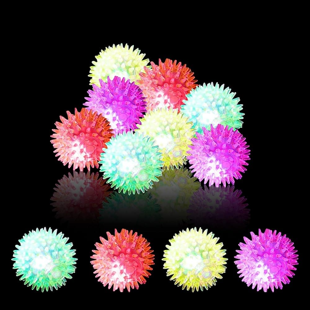 12 Stück Igelball Mitgebsel Kindergeburtstag, LED Lgelball, Leuchtspielzeug, Leuchtender Flummies Led Jump Ball Stachelball Kinder Gastgeschenke Party Gadgets Kleinigkeiten Springball Geschenke
