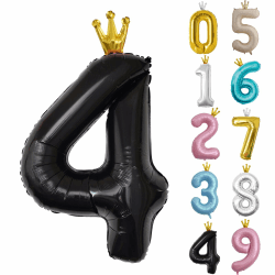 Zahl 4 Luftballon Schwarz, 101cm Riesen Zahlenballon Nummer 0 1 2 3 4 5 6 7 8 9 10 16 18 21 30 40 50 60 70 80 90 100, 40" Groß Folienballons für Hochzeit Jubiläum, Geburtstagsballons Party Dekoration