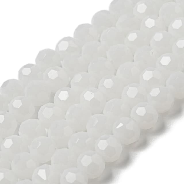 Perlin Weiß Jade Halbedelsteine Perlen zum Auffädeln 6mm 95 Stück Jadestein Runde Facettiert Schmuckperlen Schmuckstein (Weiß 6mm)