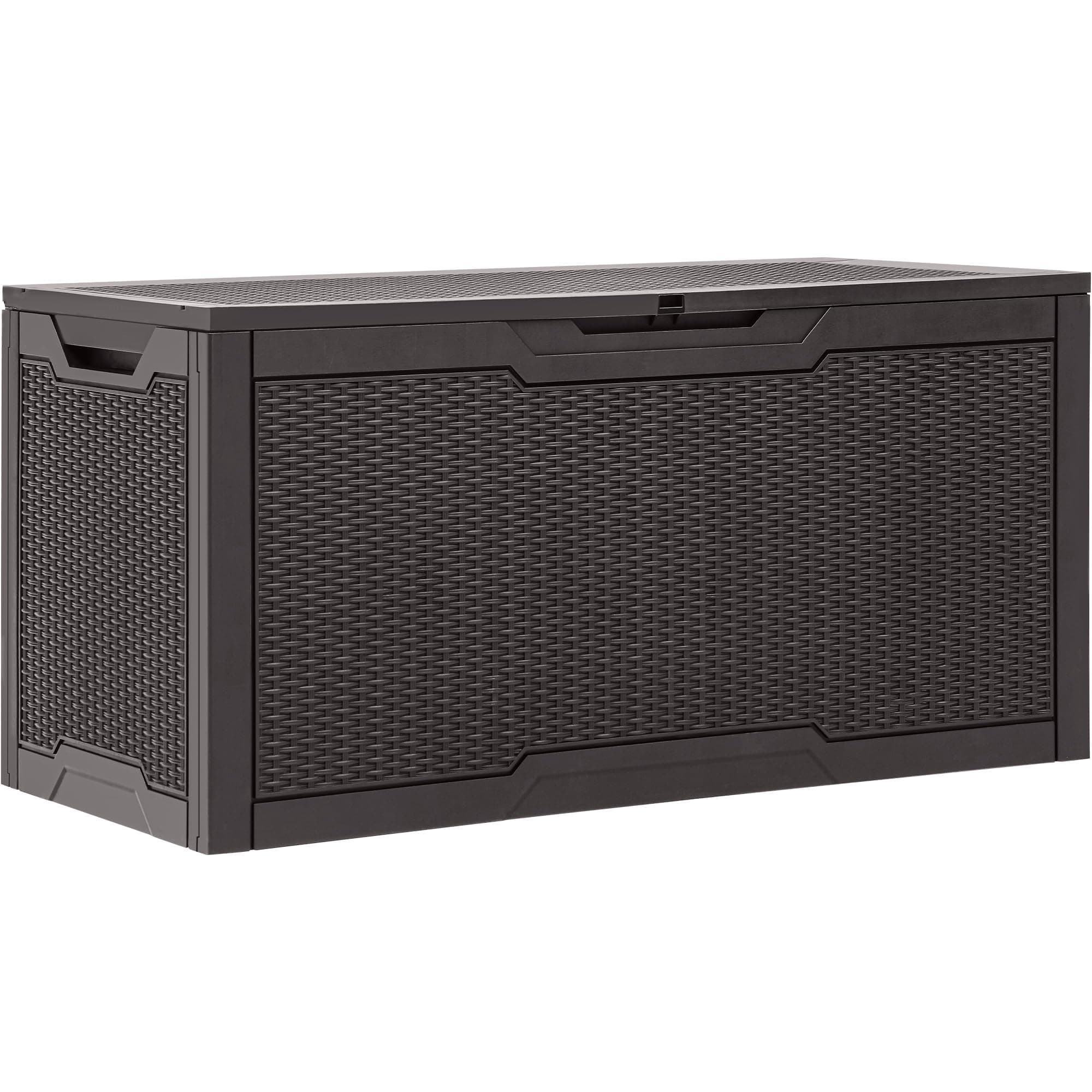 YITAHOME 100-Gallonen-Harz-Deckbox, wetterfest Außenspeicherbox, verschließbarer Innen- und Außenspeicher für Zubehör und Grundbedarf, dunkelbraun Dunkelbraun 380L