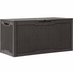 YITAHOME 100-Gallonen-Harz-Deckbox, wetterfest Außenspeicherbox, verschließbarer Innen- und Außenspeicher für Zubehör und Grundbedarf, dunkelbraun Dunkelbraun 380L
