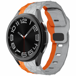 Robustes Armband für Samsung Galaxy Watch 7/6/5/4 Armband 44mm 40mm/Watch 6 Classic 47mm 43mm/Watch 5 45mm/Watch 4 Classic 46mm 42mm/FE,Sport Silikon Kein Zwischenraum Band für Samsung Watch 6 5 4 7 14-Grau Orange Samsung Galaxy Watch 7 6 5 4 FE