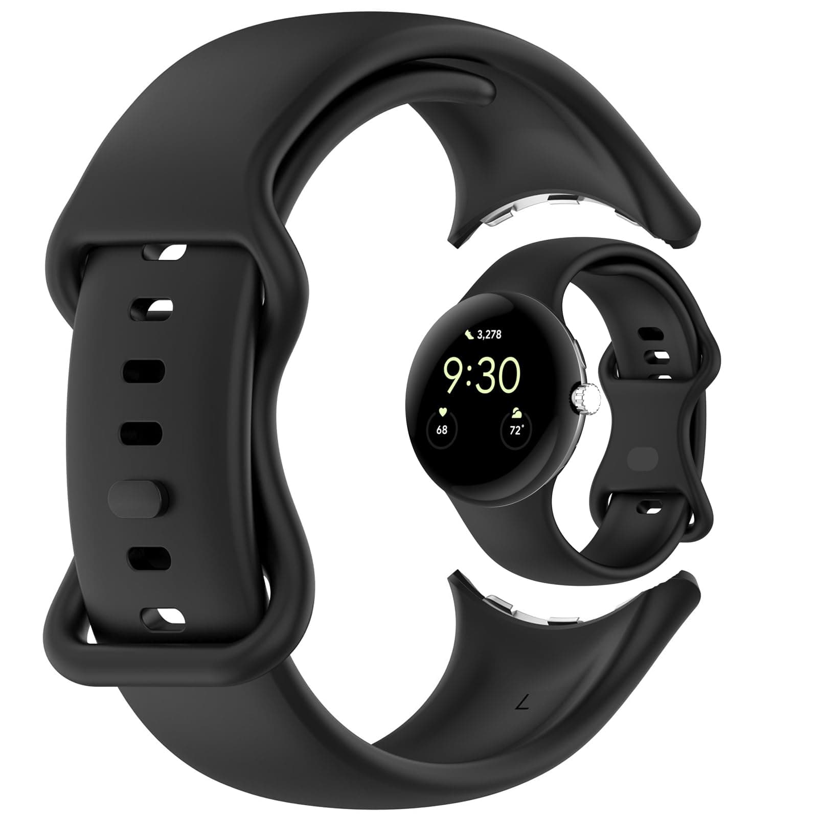 AWADUO Kompatibel mit Google Pixel Watch 3 45mm Ersatz Band Silikon Armband Armband Weiche und dauerhafte Smart Watch Zubehör (Schwarz) 41mm