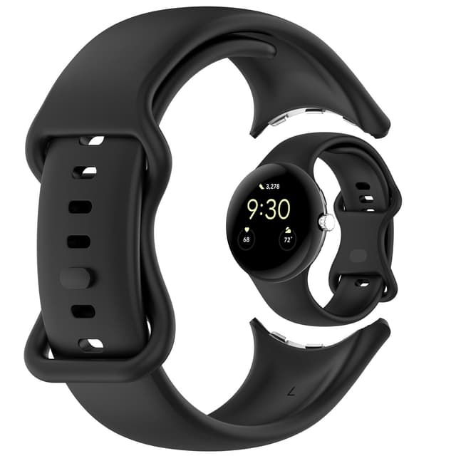 AWADUO Kompatibel mit Google Pixel Watch 3 45mm Ersatz Band Silikon Armband Armband Weiche und dauerhafte Smart Watch Zubehör (Schwarz) 41mm