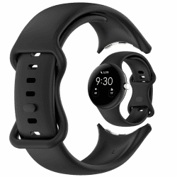 AWADUO Kompatibel mit Google Pixel Watch 3 45mm Ersatz Band Silikon Armband Armband Weiche und dauerhafte Smart Watch Zubehör (Schwarz) 41mm