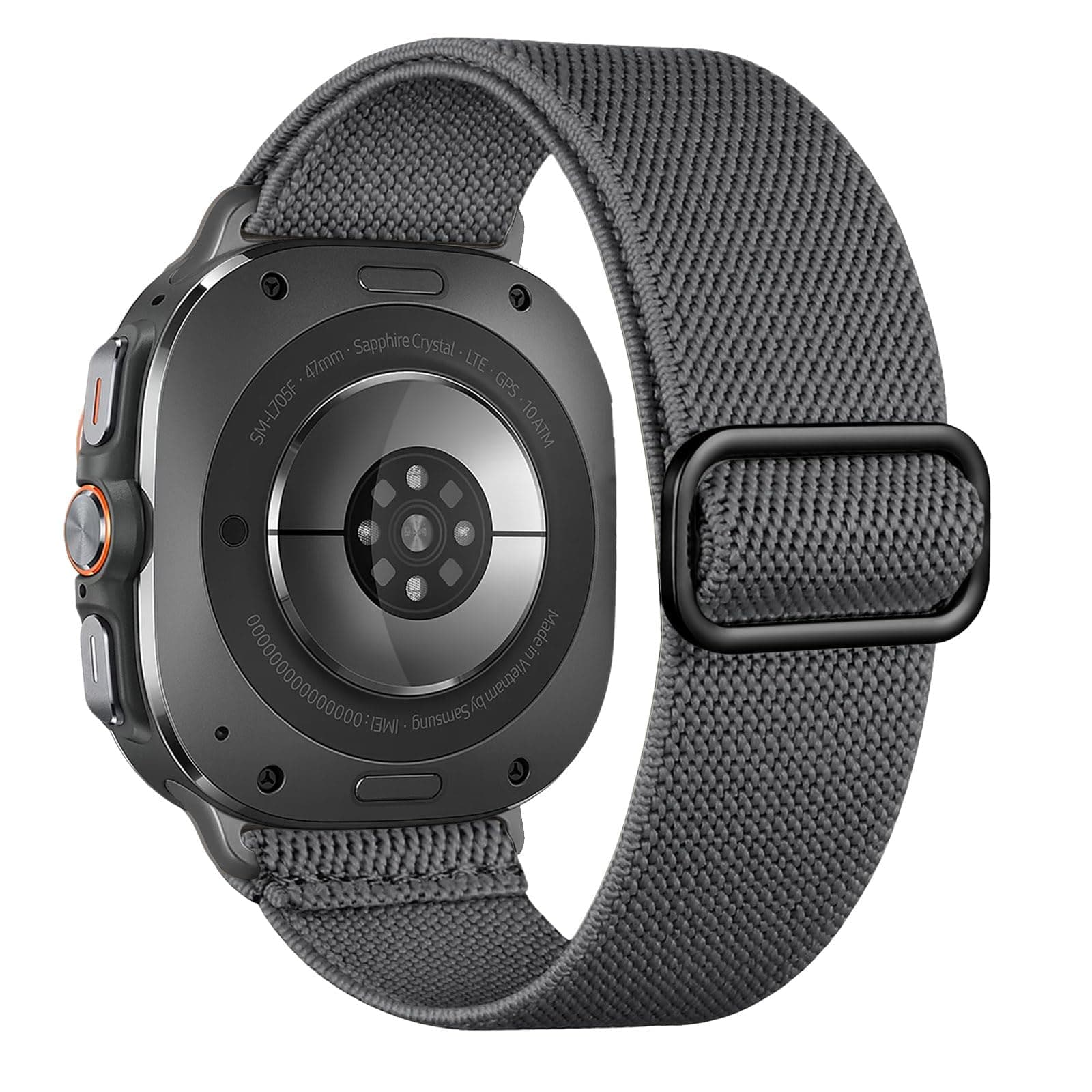 Elastisches Armband für Samsung Galaxy Watch Ultra Armband 47mm Herren/Damen,Atmungsaktiv Weich Nylon Band für Samsung Watch Ultra 47mm,Armbänder Ersatzarmband 03-Space Grau