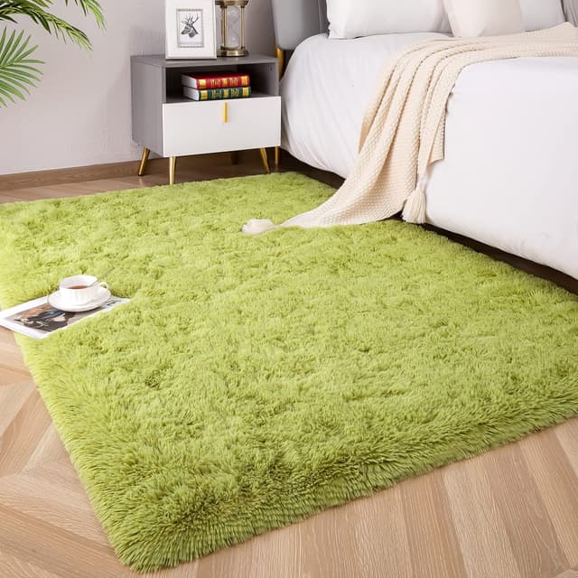 ROHATIM Hochflor Teppich Wohnzimmer Super weich Shaggy Teppich Flauschiger,Soft Area Rug Schlafzimmer Teppiche Super weich Fluffy Kindermatte(Grün,160 x 230 cm) Grün 160 x 230 cm