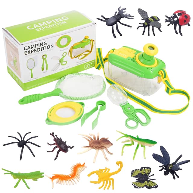 Umllpet Forscherset für Kinder ab 3 Jahre, großes Entdecker-Set für neugierige Insekten- und Naturforscher mit Insekten Beobachtungsbox und 12 Gefälschte Insekten, Geschenk für Kinder, Jungen, Mädche