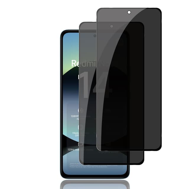 Locofun Sichtschutz für Xiaomi Redmi Note 14 4G / 5G für Panzerglas, 2 Stück Sichtschutzfolie 9H Härte Anti Spy Panzer Schutz Glas, Anti-Kratzer Privacy Displayschutz Folie