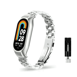 ZoRoll Armband Kompatibel mit Xiaomi Smart Band 8, Edelstahl Metal Ersatzarmband Herren & Damen Kompatibel mit Xiaomi Mi Band 8 - Silber Silber Xiaomi Smart Band 8/Xiaomi Mi Band 8