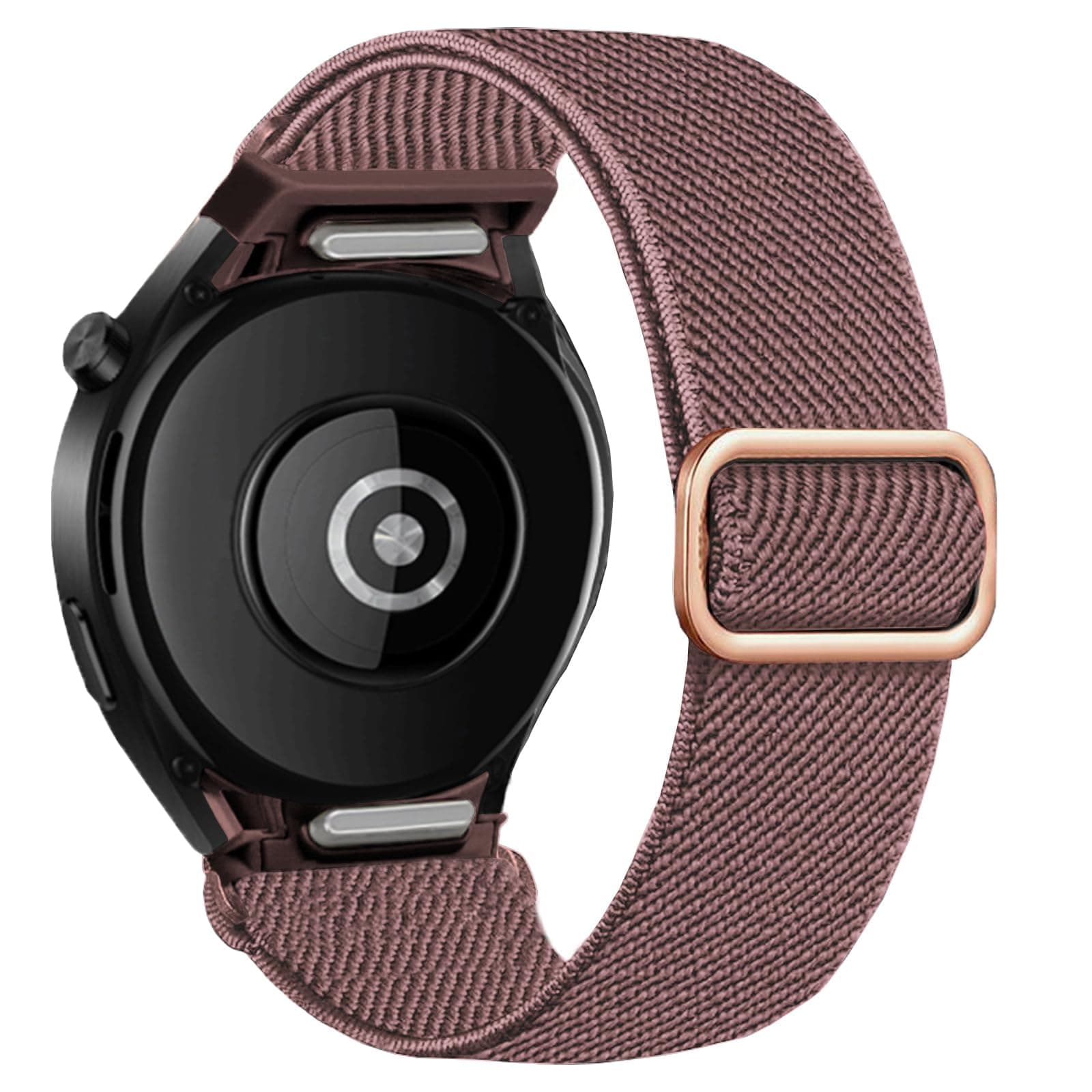 Elastisches Armband für Samsung Galaxy Watch 7/6/5/4 40mm 44mm/Watch 6 Classic Armband 47mm 43mm/4 Classic Band 46mm 42mm/5 Pro 45mm/FE Damen/Herren,One Click Nylon Band für Samsung Watches 4 5 6 7 10-Rauch violett