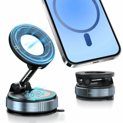 Handyhalterung Auto Magnetischer Autohalterung, Vakuum Magnet Handy Halterung 360° Drehbar, KFZ Handyhalter mit 20x N52 Starke Magnet, Handyhalter Auto Zubehör für iPhone 16/15/14/13/12 Pro Max Schwarz