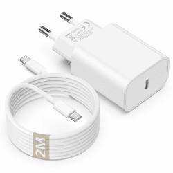iPhone 16 15 Ladekabel mit Ladegerät stecker, 20W USB C Schnellladegerät netzteile mit USB C Kabel 2M für Apple iPhone16/15/Plus/Pro Max, iPad 12.9, 11 10/Mini, MacBook Pro/Air, ipad Adapter Type c 2M 1pack Weiß