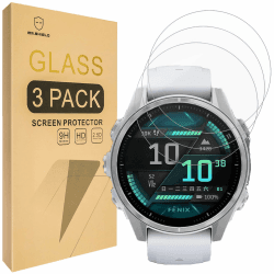Mr.Shield Schutzfolie Kompatibel mit Garmin Fenix 8 [43mm] (AMOLED/SAPPHIRE) [3 Stück] Schutzglas Schutzglasfolie 9H Härte, HD Klare Displayschutzfolie