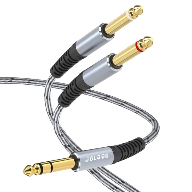 JOLGOO 1/4 Zoll TRS auf Dual 1/4 Zoll TS Mono Stereo Breakout-Kabel, Stecker 6,35 mm 1/4 Zoll TRS auf Dual 1/4 Zoll TS Y Splitterkabel, 3 m 3m