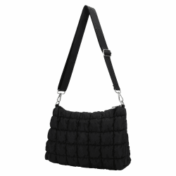 DOB SECHS Puffer Schultertaschen Damen, Groß Crossbody Bag, Cute Baumwolle Quilted Shopper Tasche,Leicht Gesteppte Umhängetasche, Schwarz
