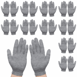 BORISCA 11 Paar Baumwollhandschuhe Damen, Grau Handschuhe Weich Unterziehhandschuhe Dünn Stoffhandschuhe Elastisch Textilhandschuhe Wiederverwendbar für Schmuckinspektion, Trockene Hände