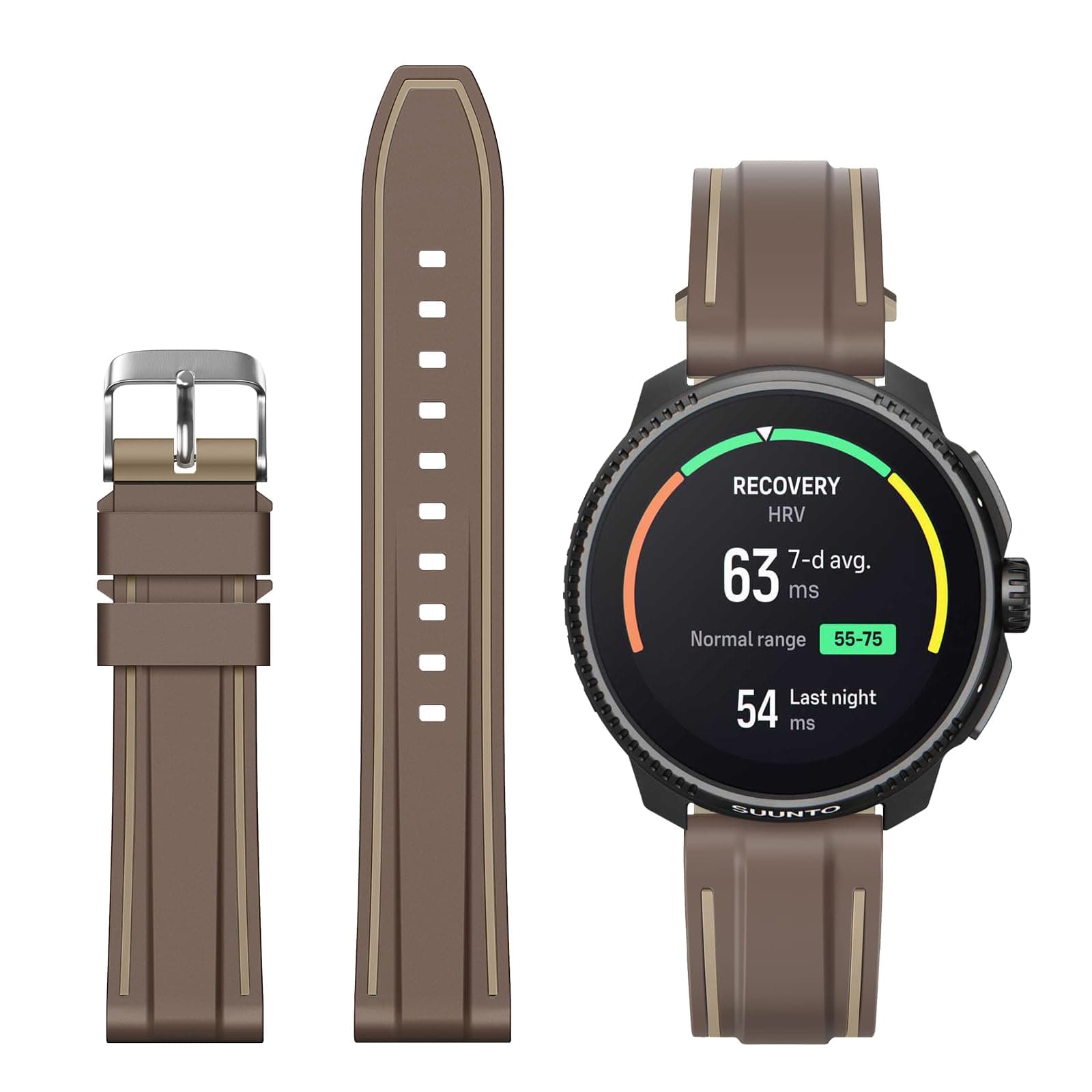 RoYiio Armband Kompatibel mit Suunto Race/Suunto Vertical Uhrenarmband, 22mm Sport Silikon Ersatzarmband Armbänder für Suunto 9 Peak/Suunto 9 Peak Pro/Suunto 5 Peak - Dunkelbraun/Braun