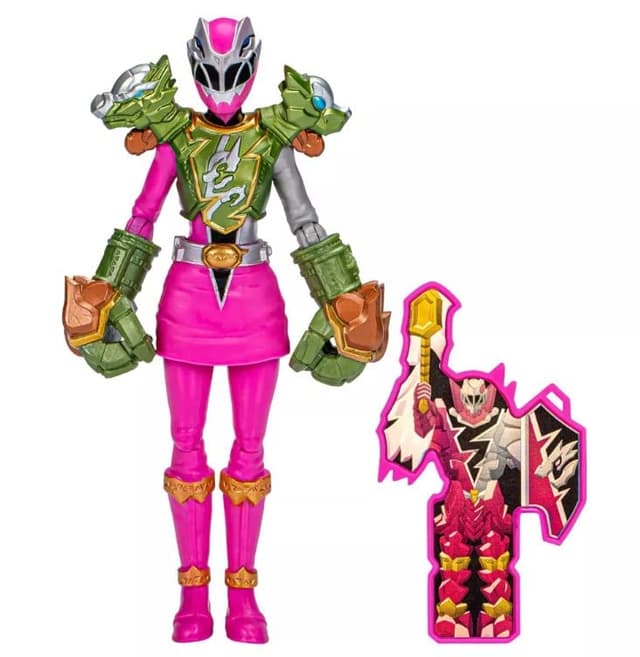 Power Rangers Dino Fury Smash Armor Pink Ranger Actionfigur, Spielzeug, inspiriert von TV-Show, mit Waffenzubehör, ab 4 Jahren