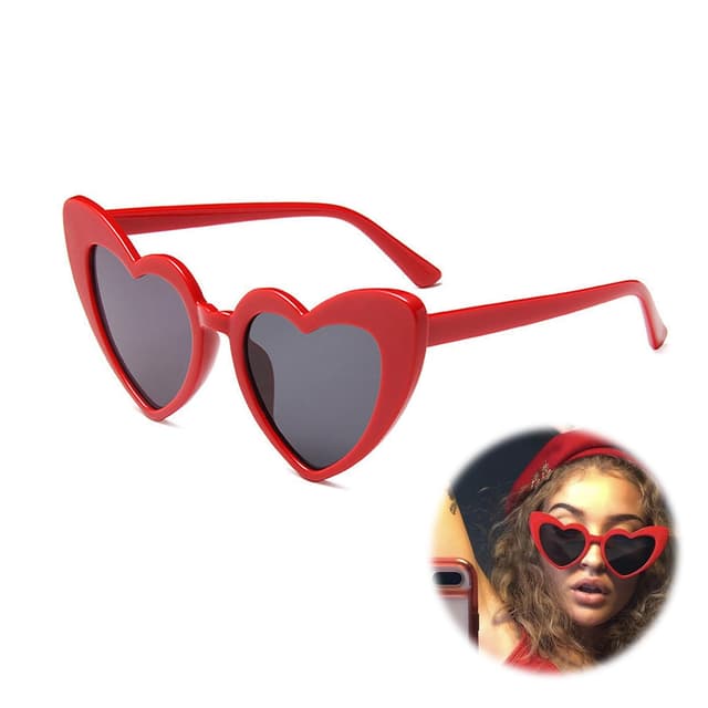 2-Stück Herz Sonnenbrille,Sonnenbrille Damen,Herzbrille,Herzchen Sonnenbrille für Hochzeit Personalisiert Vintage,kiss Me Brille Party Herzförmige Shape Valentines Herz Brillen,Kinder Herzsonnenbrille