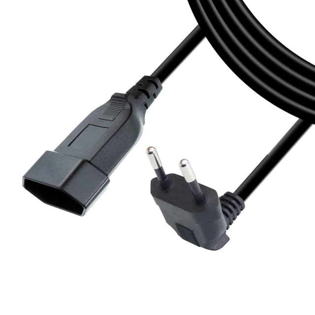RIIEYOCA 90 Grad rechtwinkliges Euro-Stromverlängerungskabel, Typ-C-Stecker-Eurostecker auf Typ-C Eurobuchse,2.5A/250V, 0,75 mm² für PC Computer Monitor, TV, Haushaltsgeräte,Schwarz,(2m) 2.0