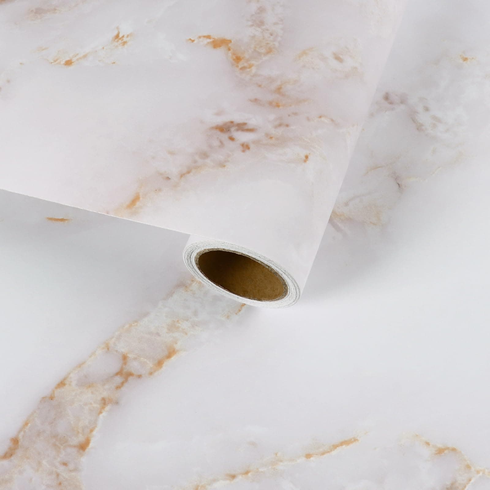 VaryFloral Klebefolie Möbel Marmoroptik 30cmx1000cm Marmor Fototapete Selbstklebend Mattes Klebefolie Weiß Gold Wandtapete Wasserdicht Verdickte Textur Folie Arbeitsplatte Küche Kabinett Möbel 10W x 0.3L m