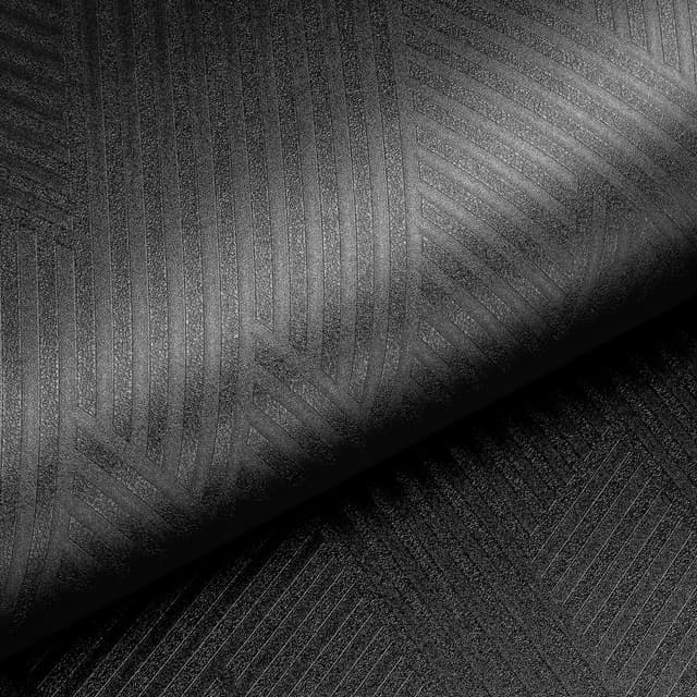Livelynine Selbstklebende Tapete Schlafzimmer Wohnzimmer Wand Schwarz Klebefolie Möbel Küchenfronten Shrank 40CMx10M Möbelfolie Schwarz Matt Geometrische Tapete Badezimmer Wasserfest Schwarze Folie 40CMx10M Schwarz Geometrische
