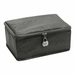 TENTHPEO Abschließbare Box mit Zahlenschloss, Faltbare Aufbewahrungsbox mit Deckel für Medikamenten, Kleidung, Spielzeug - Wasserdicht & Staubdicht (30x20x14cm)