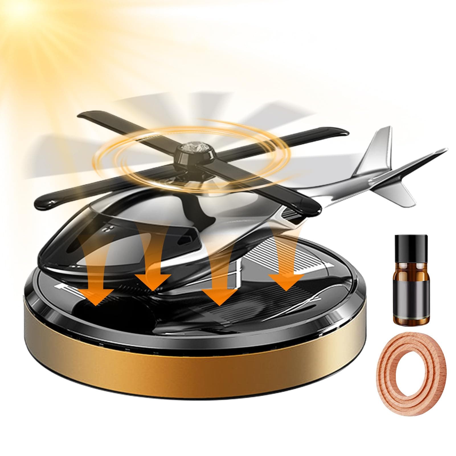 Auto Lufterfrischer Helikopter, Duftbaum Auto Hubschrauber, Hubschrauber Auto Duft, Rotation Auto Parfüm Diffusor Ornament Für Auto, LKW Gold