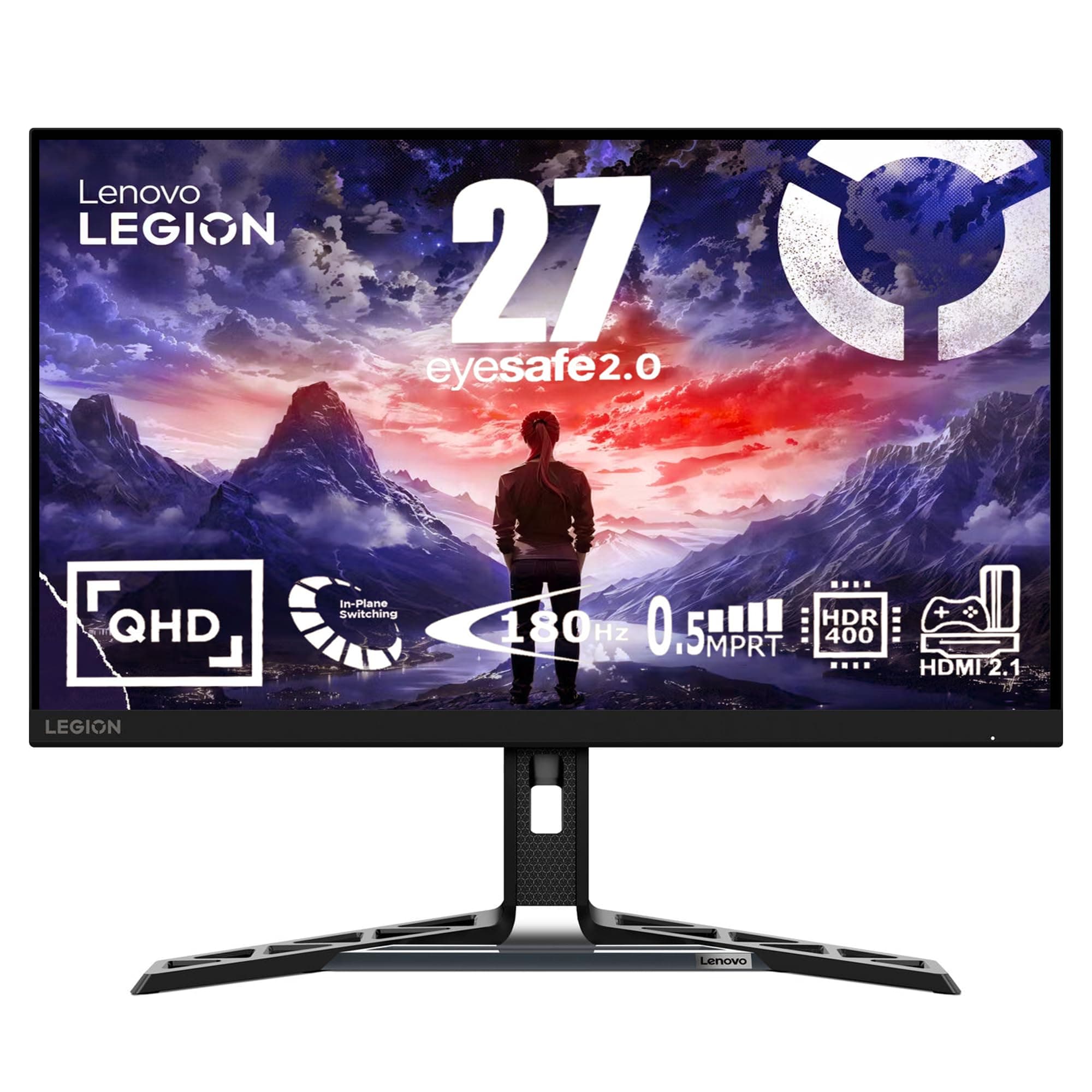 Lenovo Legion R27qe | 27" QHD Gaming Monitor | 2560x1440 | 180Hz | 450 nits | 0,5ms Reaktionszeit | HDMI | DisplayPort | AMD FreeSync | schwarz Legion R27qe 27" | QHD 180Hz