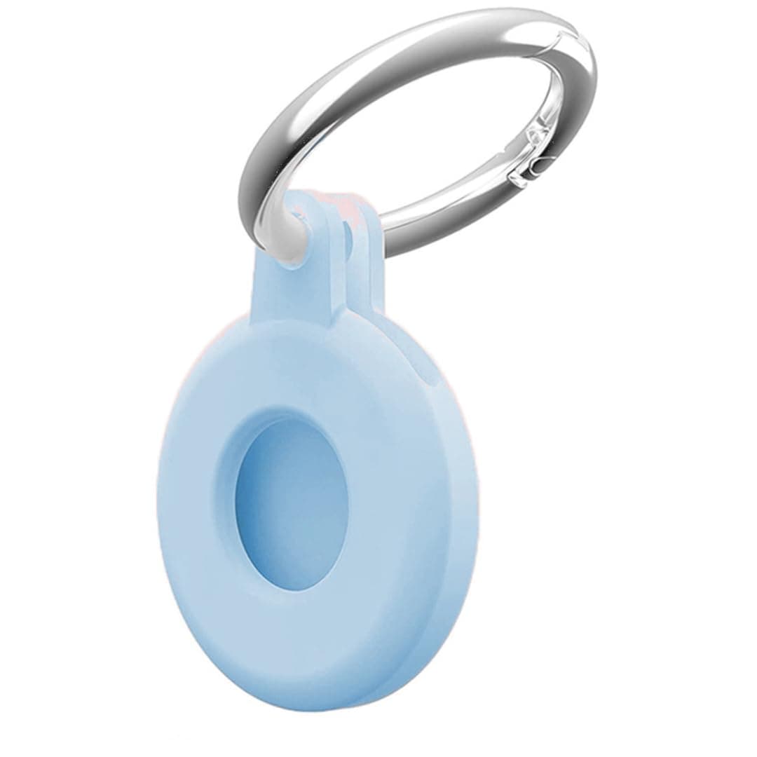 Msagkah Silikon AirTag Hülle Mit Schlüsselanhänger, GPS Tracker Halter, Anti-Kratz Schutzhülle für Apple AirTag (Blau)