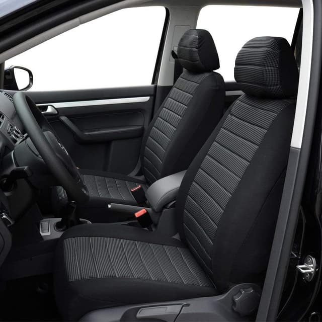 TOYOUN Universal Sitzbezüge Auto Vordersitze Autositzbezüge Schonbezüge Vorne Vordersitzbezüge Seitenairbag geeignet, 2er Jacquard-Fabirk Autoschonbezüge, Grau Grau Kopfstütze abnehmbar - Vordersitze