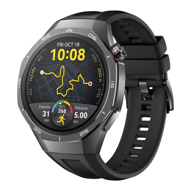 HUAWEI Watch GT 5 Pro 46 mm Smartwatch, Kunstvolles Design,Sportfunktionen auf Profi-Niveau, Health-Tracking, EKG, bis zu 14 Tage Akku, GPS, iOS & Android, +6 Monate erweiterte Garantie, Schwarz Schwarz 46mm GT 5 Pro