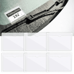 Auto Parkschein Clip,Parkschein-Taschen,Glasmagnet Parkausweishalter Windschutzscheibe Parkausweis Halter Hülle -Parklizenz Selbsthaftend,Transparente Klebetasche für Auto Genehmigungen, 6 Stück