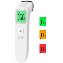 Viproud Fieberthermometer für Babys Kinder Erwachsene, Kontaktloses Stirnthermometer, Digitales Infrarot Thermometer mit sofortigen genauen Messwerten, Fieberalarm, LCD-Anzeige und 35 Speicherabruf Weiß
