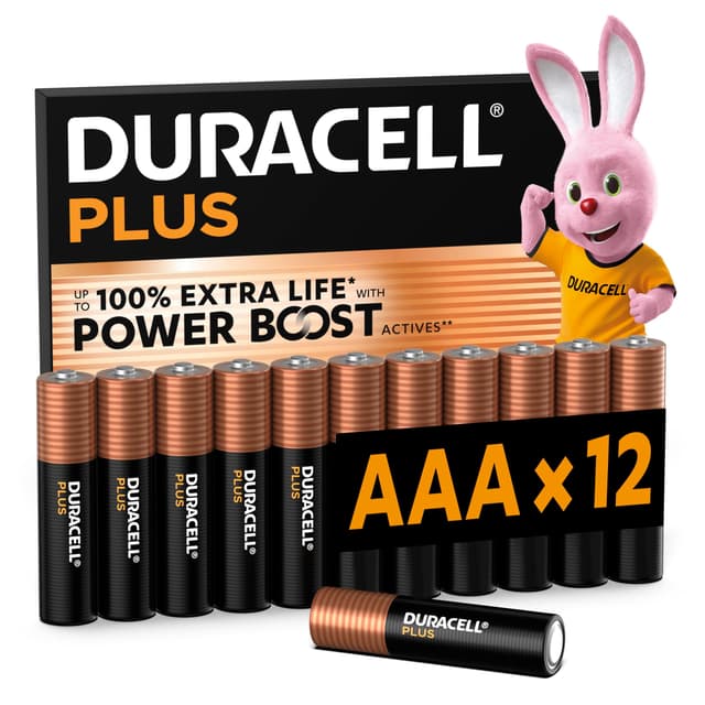 DURACELL Plus AAA-Batterien (12er-Pack) – Alkaline-Batterien 1,5 V Größe AAA Plus (+100% Langlebiger) 12 Stück