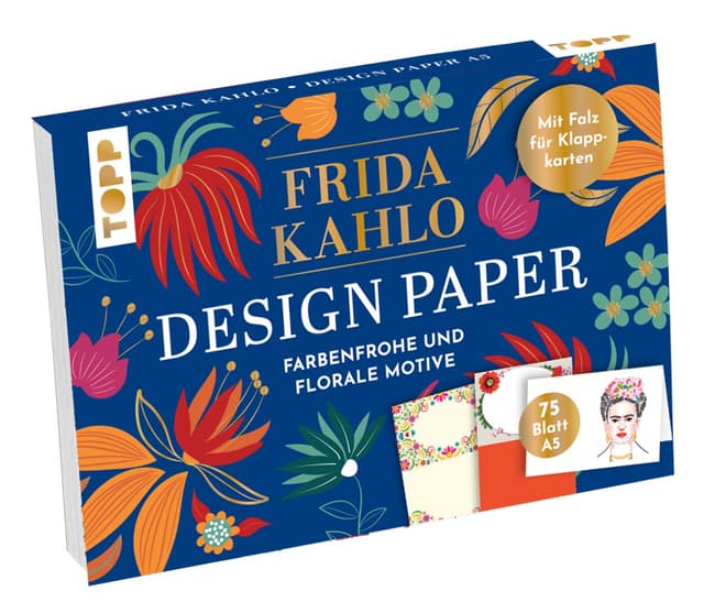 Design Paper Frida Kahlo A5. Mit Handlettering-Grundkurs. 75 Motivpapiere (DIN A5, 220 g/m²), in 25 Designs, 16 Seiten Handlettering-Grundkurs, Softcover