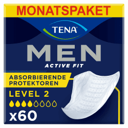 TENA MEN Absorbierende Protektoren, Level 2 - 60 Einlagen im Monatspaket (6 x 10), einzeln verpackt - Hygieneeinlagen für Männer bei mittlerem Harnverlust und Inkontinenz Angebot bei HelloDeals