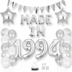 Daimay 31 Jahr Geburtstag Deko Frauen Mann MADE IN 1994 Luftballons Silber Geburtstagdeko Ballons Folienballons Luftballons Dreieckflagge Stern Mylar Foil Ballon Konfetti Luftballons Tortenaufsatz