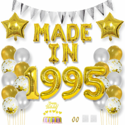 Daimay 30 Jahr Geburtstag Deko Frauen Mann MADE IN 1995 Luftballons Gold Geburtstagdeko Ballons Folienballons Luftballons Dreieckflagge Stern Mylar Foil Ballon Konfetti Luftballons Tortenaufsatz