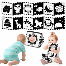 Black & White Babybuch Kontrastbuch Baby-Bilderbuch-Stoffbücher- Kontrast Baby Spielzeug 0 3 6 9 12 Monate,Neugeboren Babygeschenk