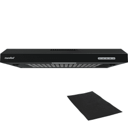 COMFEE' CHU 3.6F17BB 60cm Unterbauhauben Dunstabzugshaube Unterbau mit Edelstahl, abnehmbarem Aluminiumfilter, 200m³/h Luftstrom, 2 Stufen, 1 LED-Licht, Schwarz Unterbau, B, Schwarz Angebot bei HelloDeals