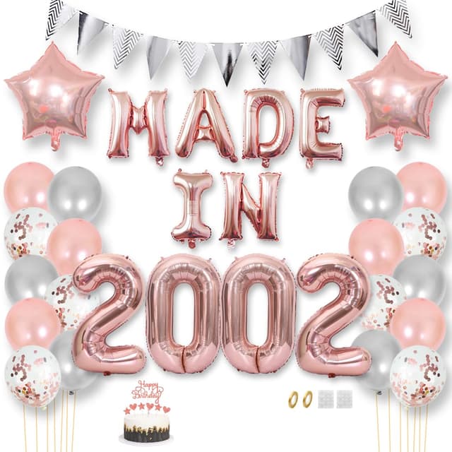 Daimay 23 Jahr Geburtstag Deko Frauen Mann MADE IN 2002 Luftballons Rosegold Geburtstagdeko Ballons Folienballons Luftballons Dreieckflagge Stern Mylar Foil Ballon Konfetti Luftballons Tortenaufsatz