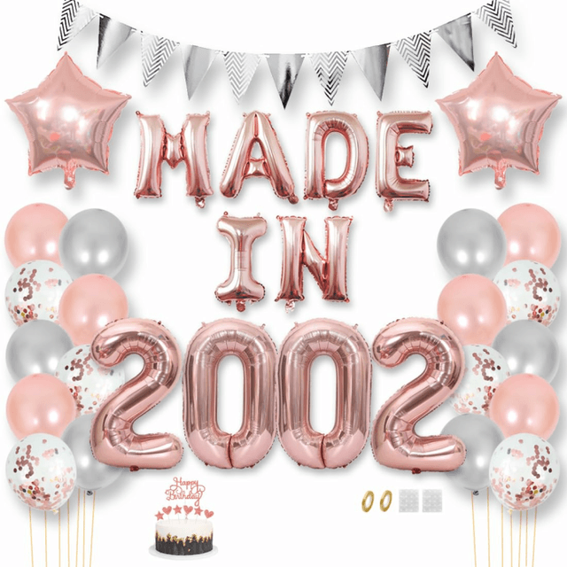 Daimay 23 Jahr Geburtstag Deko Frauen Mann MADE IN 2002 Luftballons Rosegold Geburtstagdeko Ballons Folienballons Luftballons Dreieckflagge Stern Mylar Foil Ballon Konfetti Luftballons Tortenaufsatz