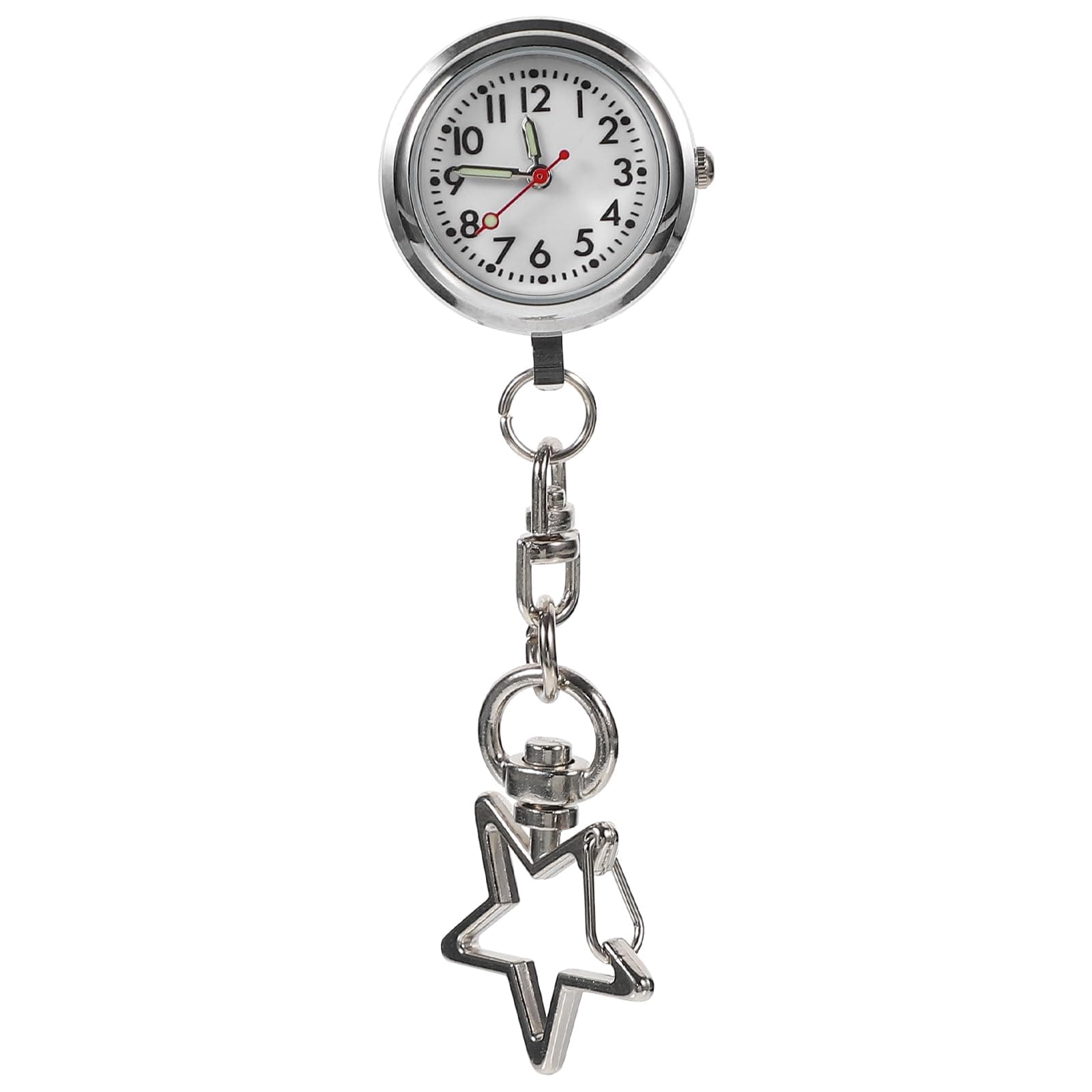 iplusmile Taschenuhr Stern Armbanduhr Quarzuhr Ansteckuhr Krankenschwesternuhr Pflege FOB- Uhr Schlüsselbund Uhr für Doktor Pfleger Abschluss Silber 1