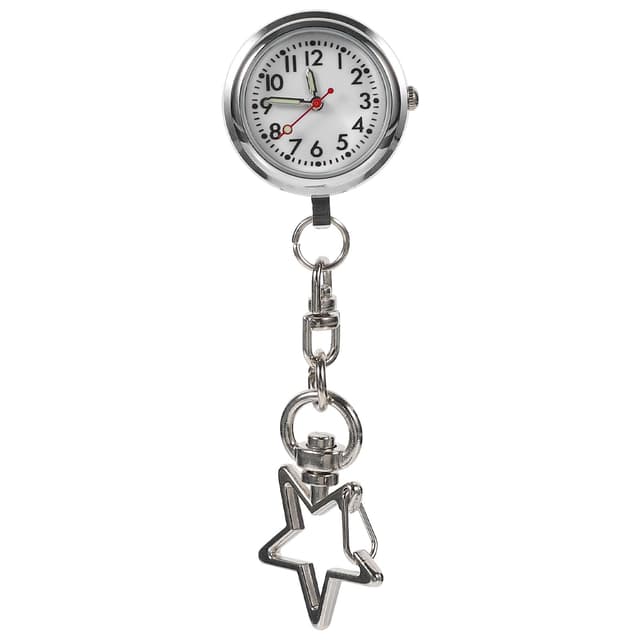 iplusmile Taschenuhr Stern Armbanduhr Quarzuhr Ansteckuhr Krankenschwesternuhr Pflege FOB- Uhr Schlüsselbund Uhr für Doktor Pfleger Abschluss Silber 1